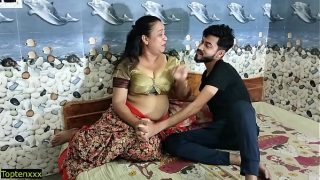 horny indian Bhabhi versus huge cock young Indian boy First amateur sex Video